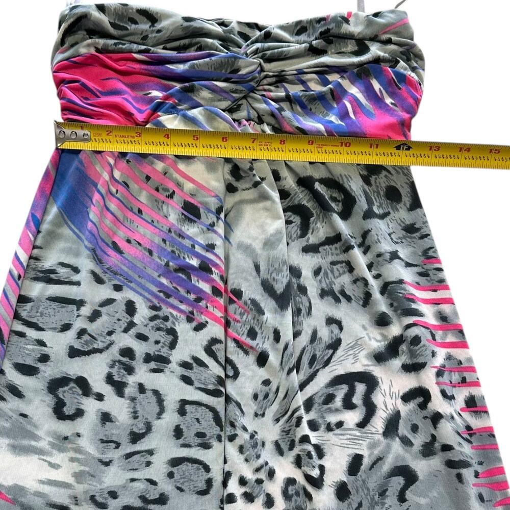 Womens Maxi Dress Size Small Neon Gray Animal Print Sundress Colorful Summer